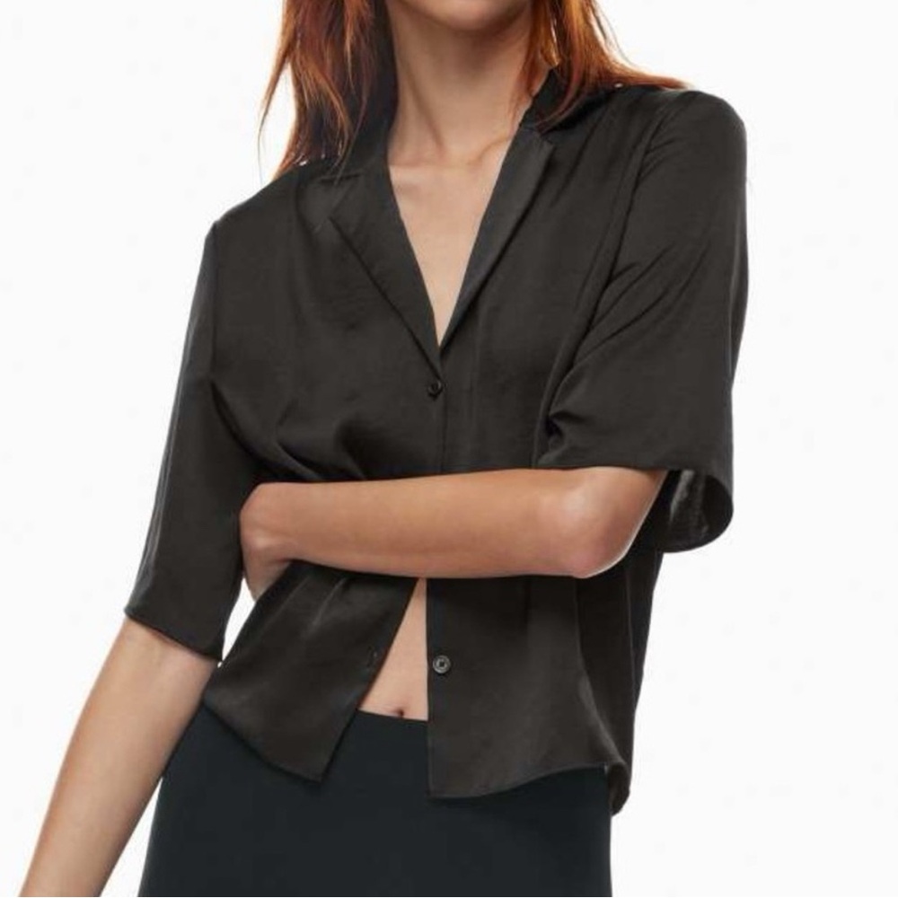 Aritzia Black Button Up Top